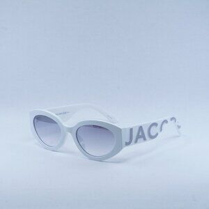 Marc Jacobs MARC694/G/S 0HYMIC Sunglasses White Oval Frame, Grey Mirror Lenses